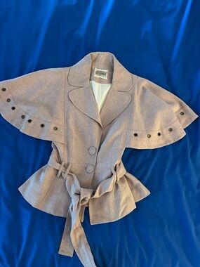 Women's Dusty Mauve Belted Cape-Sleeve Blazer